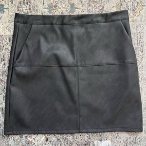 Black leather mini skirt